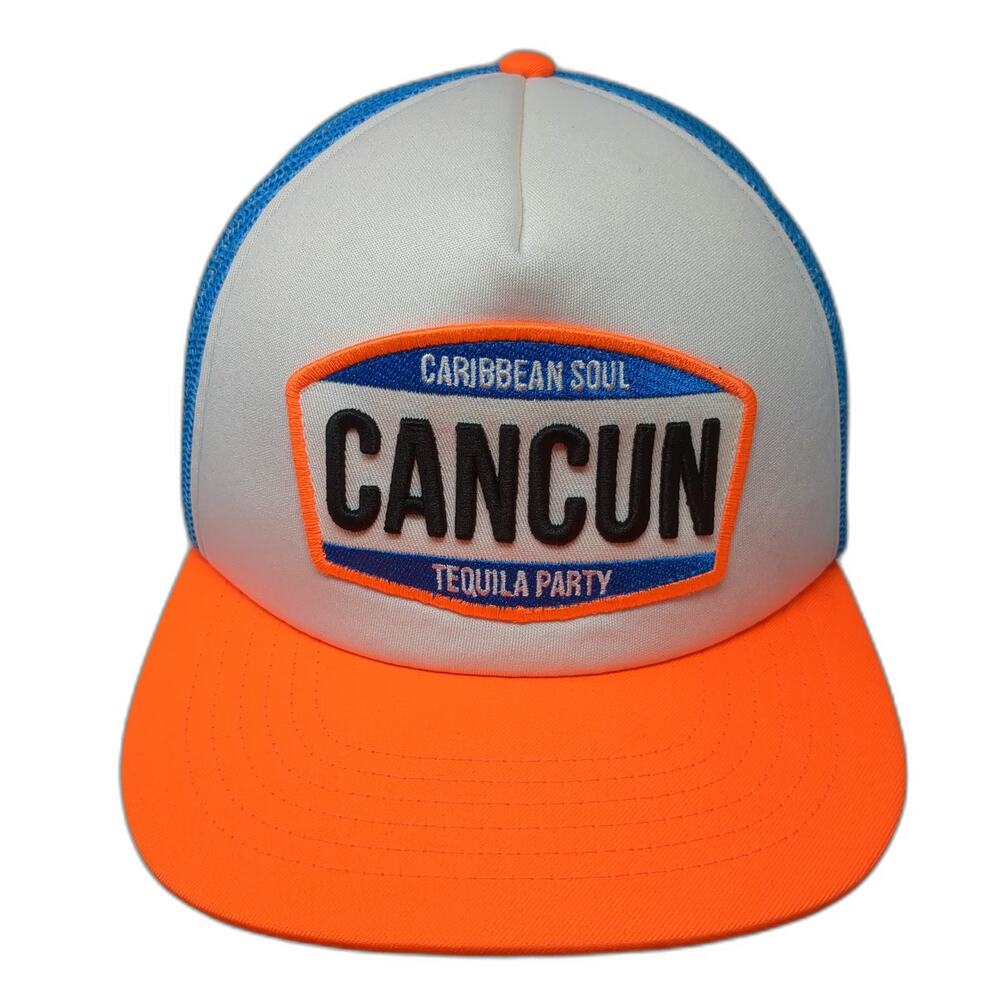 Banana Bay Trucker Hat Orange White Blue Cancun Tequila Party One Size Snapback
